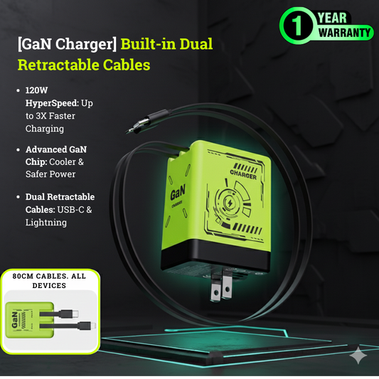 ⚡ Lokalux™ OnePlug 120W GaN Retractable Charger