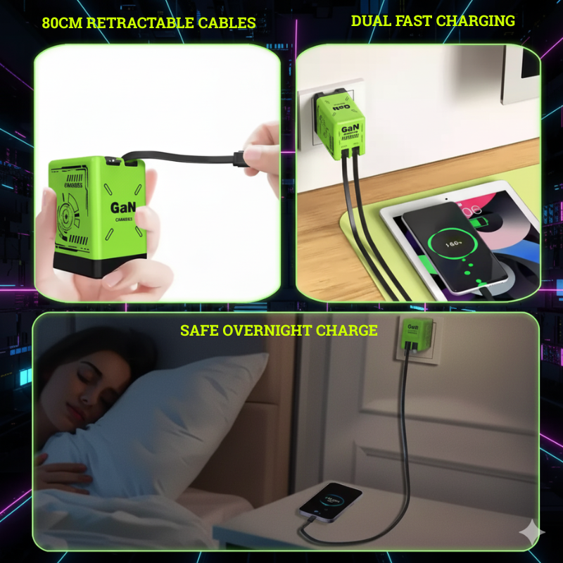 ⚡ Lokalux™ OnePlug 120W GaN Retractable Charger