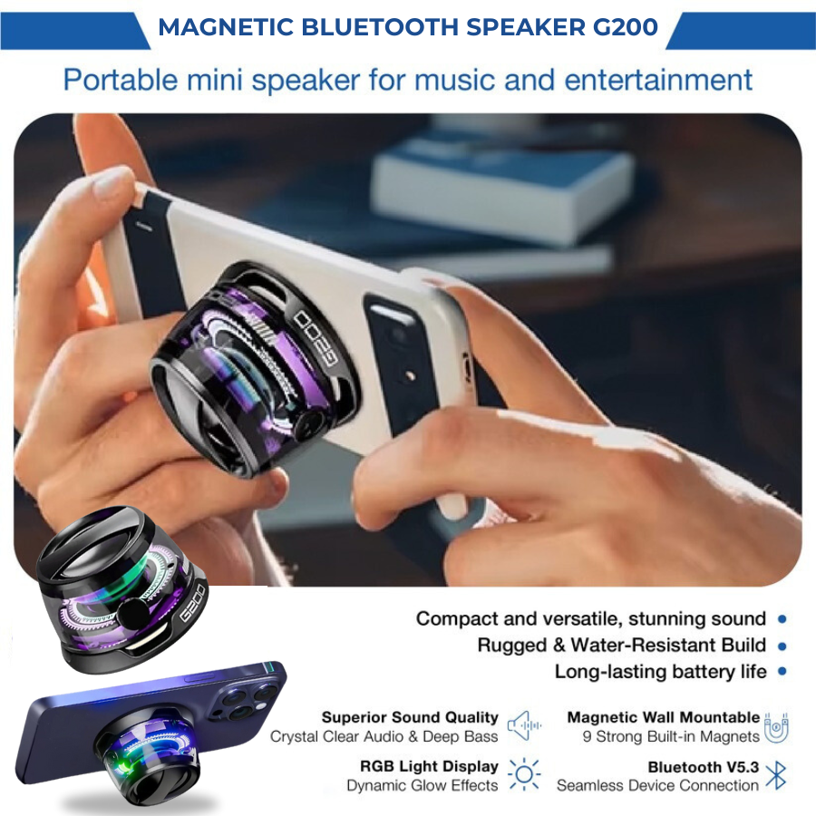 Lokalux MagnetoGlow- Portable RGB Magnetic Bluetooth Speaker G200